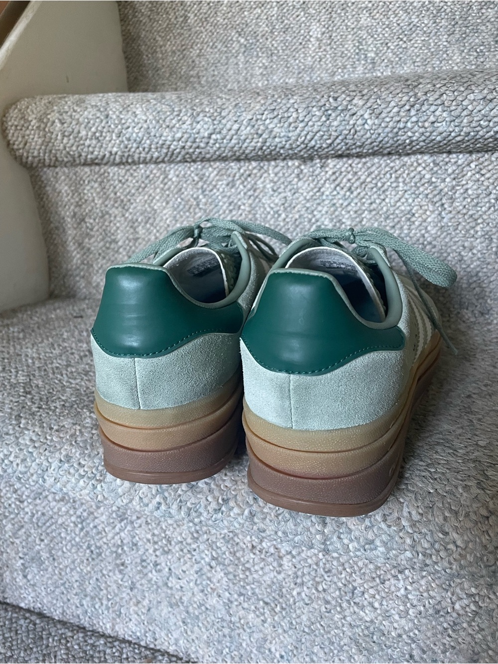 Adidas Gazelle Platform Bold Retro Modern Heritage Silver Green Gum Sneakers 8 - Picture 8 of 9